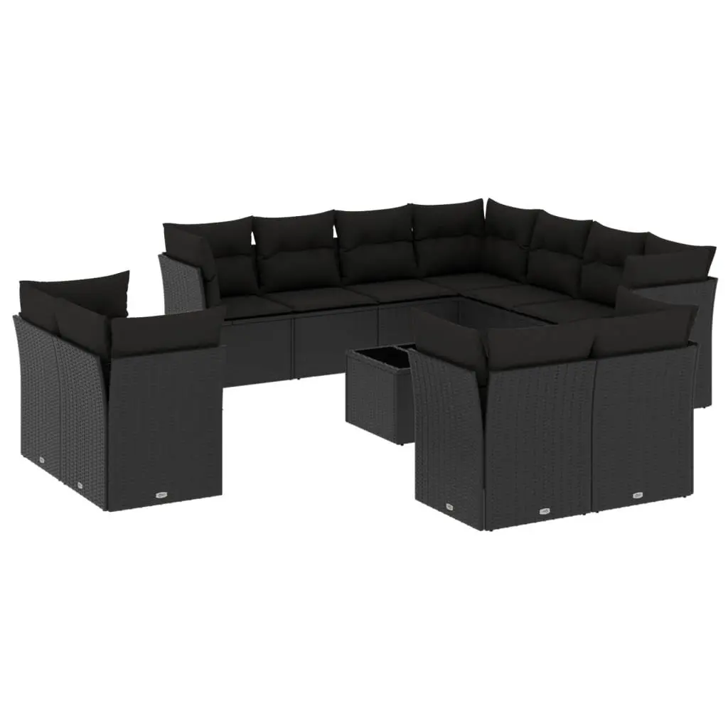 Garden Sofa Set 12 Piece Outdoor Furniture Modular Black PE Rattan