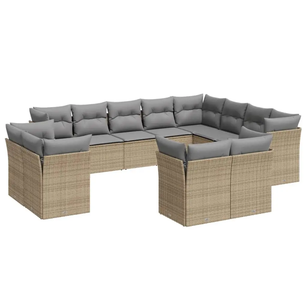 Modular Garden Sofa Set 12 Piece Outdoor Furniture PE Rattan Beige