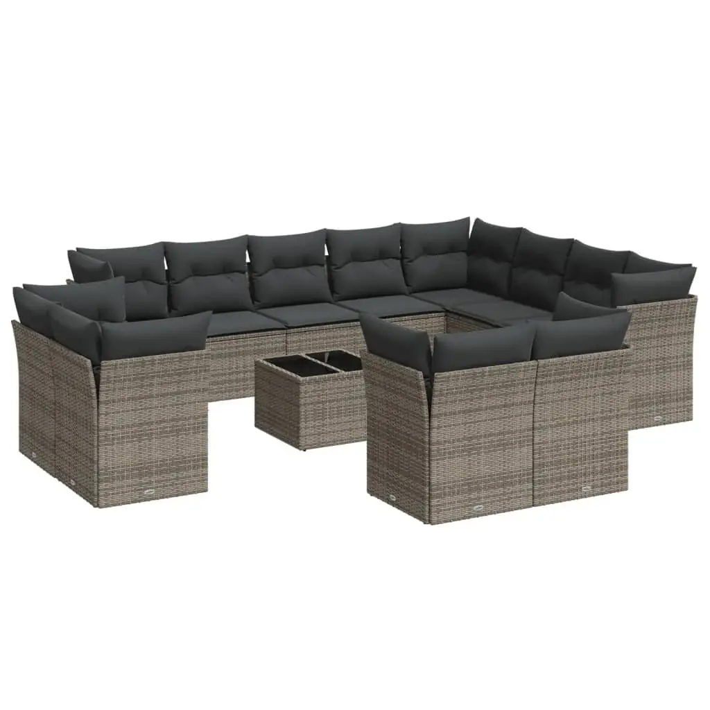 Garden Sofa Set 13 Piece Outdoor Furniture Grey Poly Rattan Patio Seating
