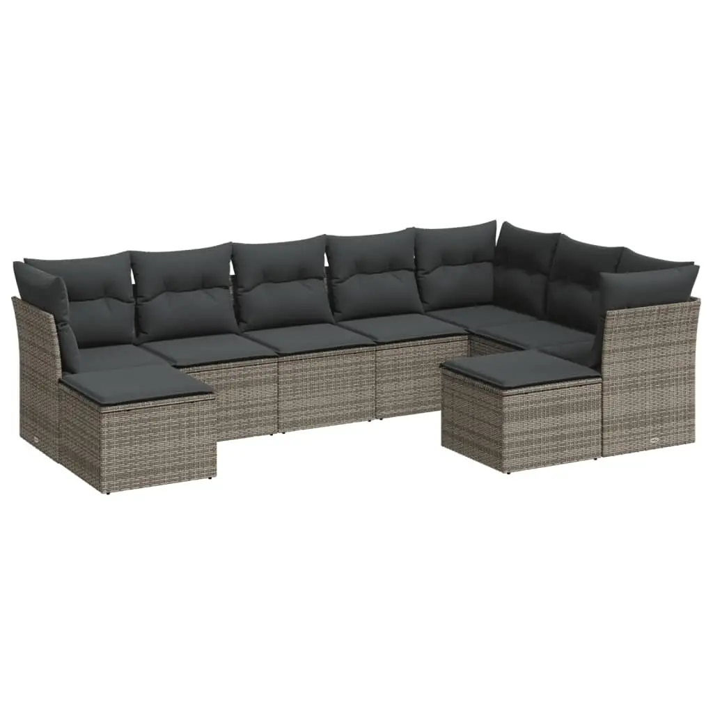 Garden Sofa Set 9 Piece Outdoor Furniture Patio Seating Grey Poly Rattan Modular