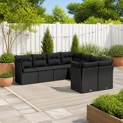 Comfortable Black 8-Piece Outdoor Sofa Set