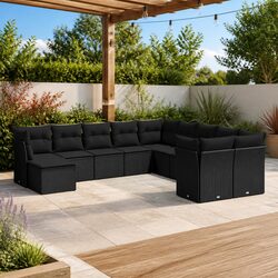 Reliable Black Outdoor Sofa Set: 11 Pieces of Comfort