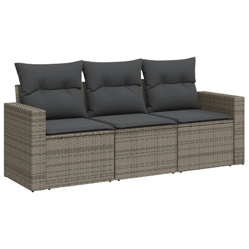 3 Piece Garden Sofa Set Modular Storage Grey PE Rattan Patio Furniture