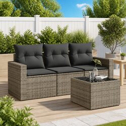 Cozy 4 Piece Outdoor Sofa Set Grey Rattan