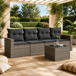 Comfortable Grey 5 Piece Garden Sofa Set with Storage