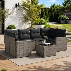 Comfortable 7 Piece Grey Sofa Set for Outdoor Spaces
