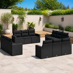 Reliable 12 Piece Black Rattan Sofa Set for Outdoor Comfort