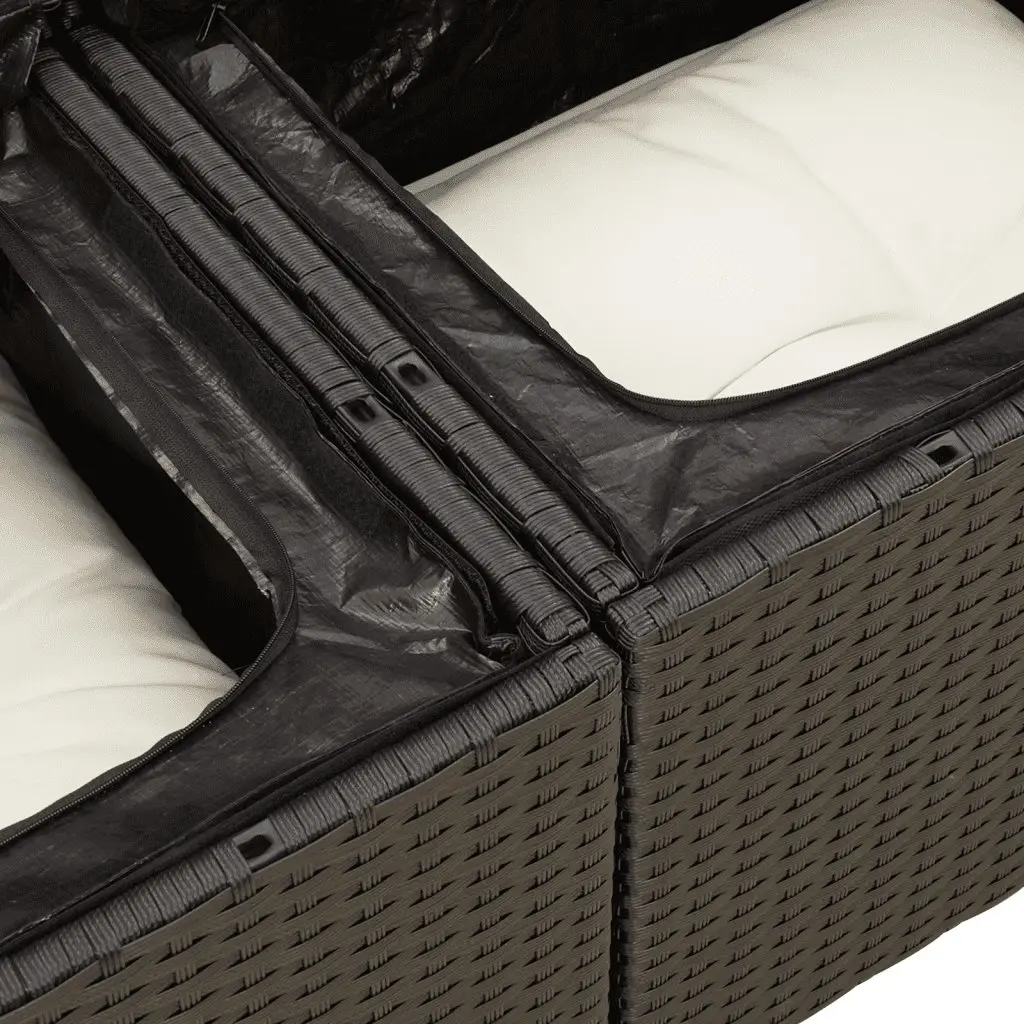 Outdoor Sectional Sofa Set 7 Piece Garden Furniture Black Poly Rattan