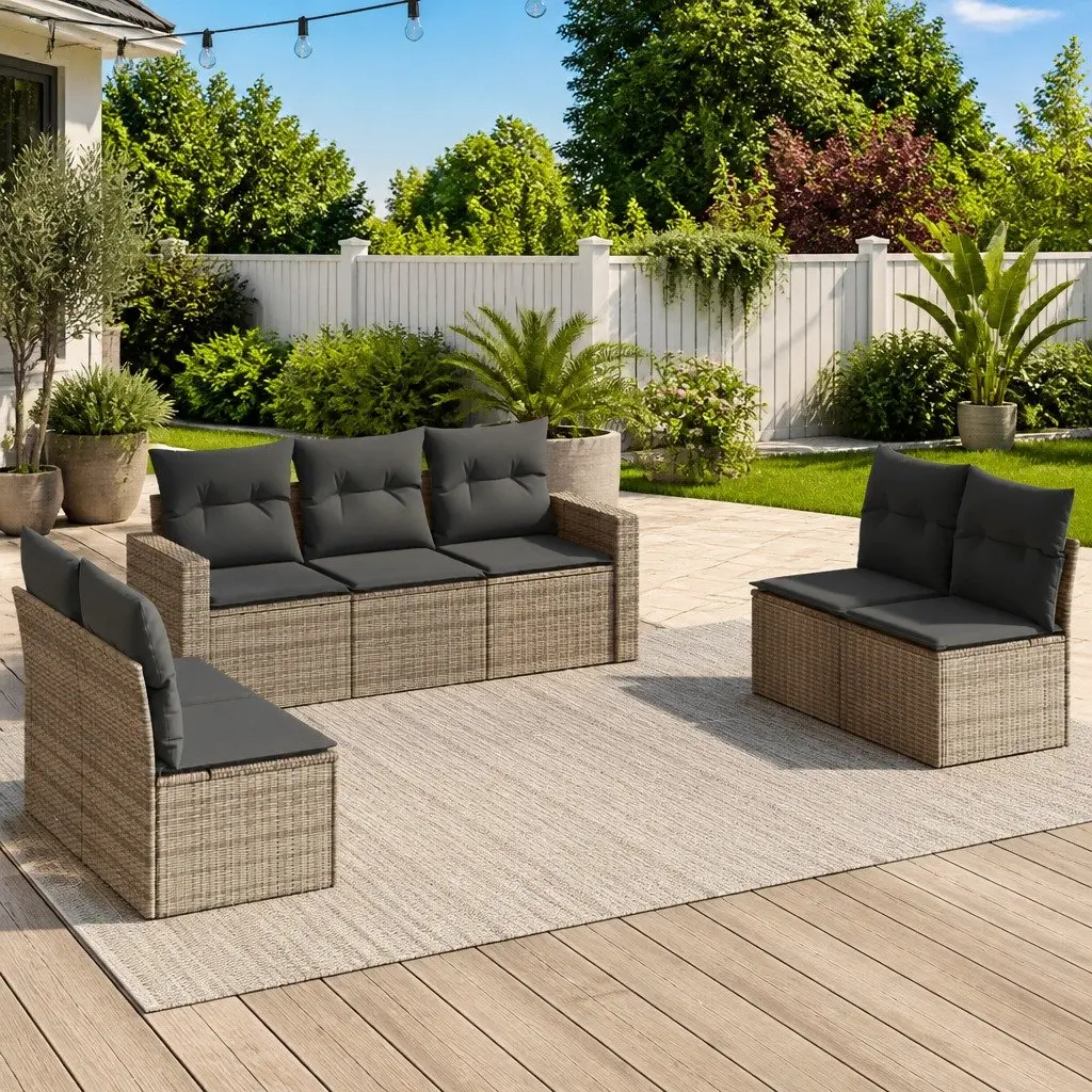 7-Piece Grey Garden Sofa Set with Storage