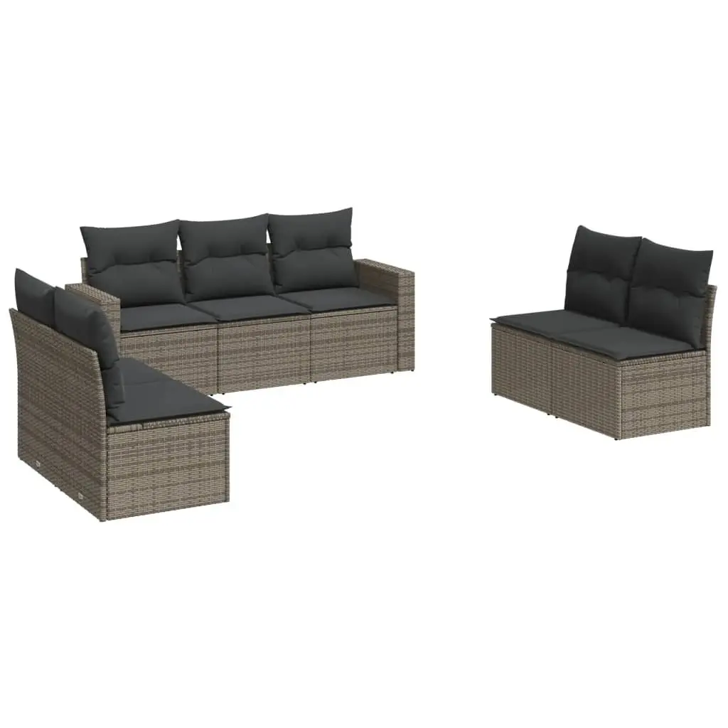 7-Piece Grey Garden Sofa Set with Storage