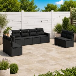 Comfortable Black Rattan Outdoor Sofa Set - 8 Pieces