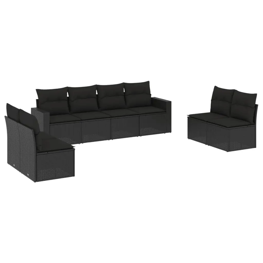 Outdoor Sectional Sofa Set 8 Piece Garden Furniture Black Rattan