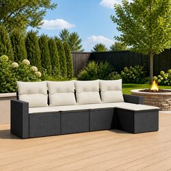 Quality and Comfort: 5 Piece Black Garden Sofa Set