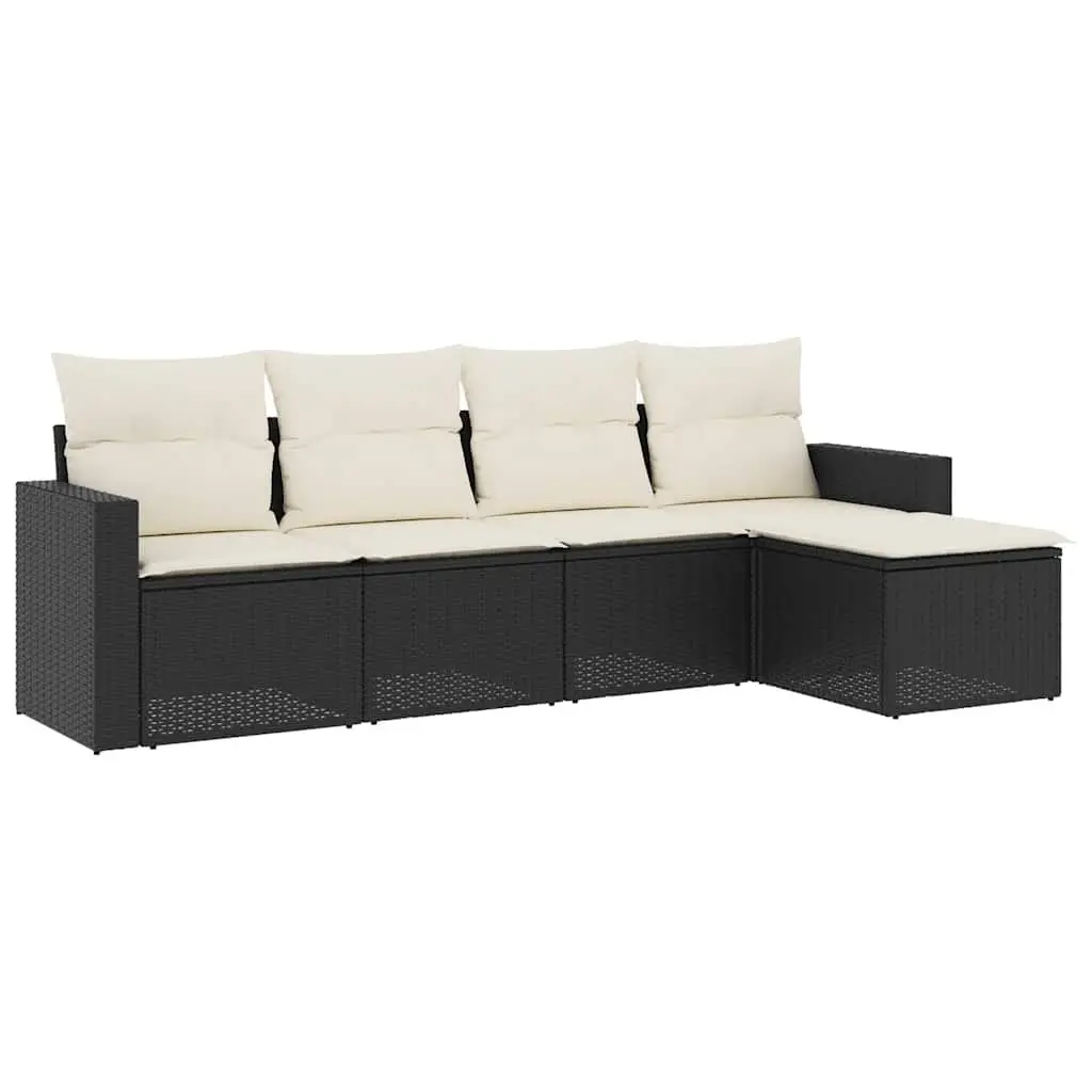 5 Piece Black Garden Sofa Set