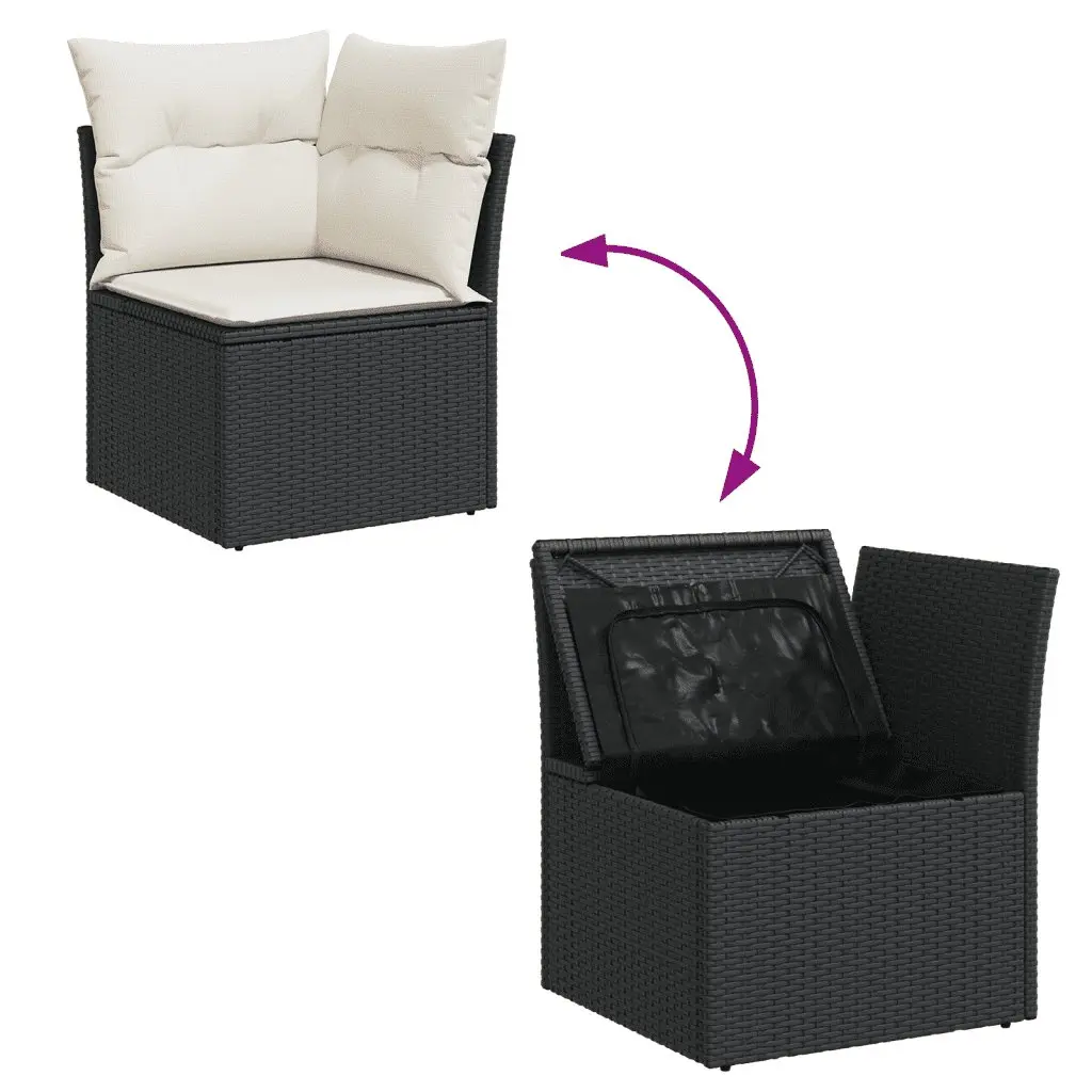 5 Piece Black Garden Sofa Set