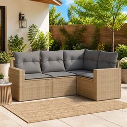 Practical 4 Piece Outdoor Sofa Set with Storage