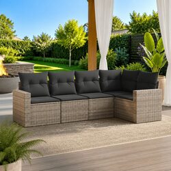 Grey Outdoor Modular Sofa Set with Cushions and Storage