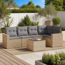 Warm and Reassuring: 6 Piece Garden Sofa Set with Storage