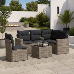 Comfort and Value: 6-Piece Garden Sofa Set in Grey