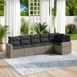 Comfortable Grey 6-Piece Outdoor Sofa Set