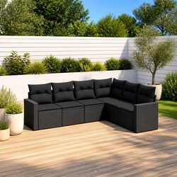 Comfort and Style in Our Black Rattan Sofa Set - 6 Pieces