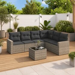 Affordable 7-Piece Grey Garden Sofa Set for Outdoor Use
