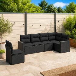 Practical 6-Piece Black Rattan Sofa Set for Your Home
