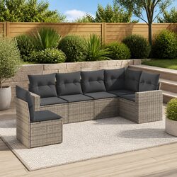 Comfortable 6 Piece Grey Outdoor Sofa Set with Storage