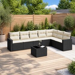 Reliable 8 Piece Black Rattan Sofa Set with Storage