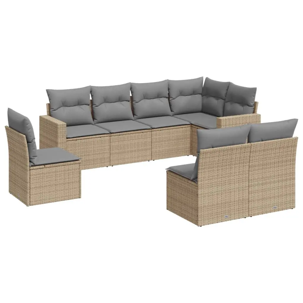 Outdoor Sectional Sofa Set 8 Piece Beige Garden Furniture with Cushions Storage