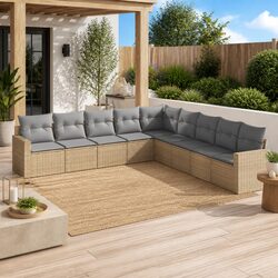 Stylish 9-Piece Sectional Sofa Set in Beige for Your Garden