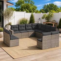 Comfortable 11-Piece Grey Outdoor Sectional Set