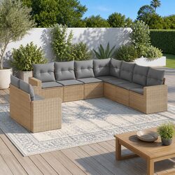Comfortable and Functional 9-Piece Rattan Garden Sofa Set