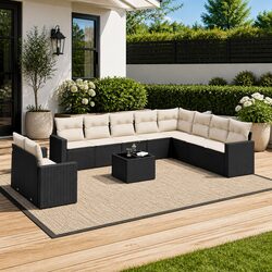 Value-Oriented Outdoor Sectional Sofa Set 11 Piece Black