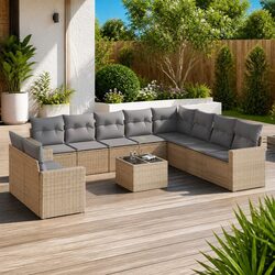 Comfortable 11 Piece Beige Sofa Set for Outdoor Relaxation