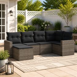 Comfortable 6 Piece Grey Sofa Set with Practical Features