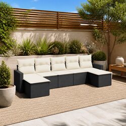 Comfortable and Practical 7 Piece Outdoor Sofa Set in Black