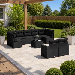 Value-Driven Black Outdoor Sectional Sofa Set