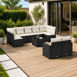 Practical 10-Piece Garden Sofa Set with Storage Solutions