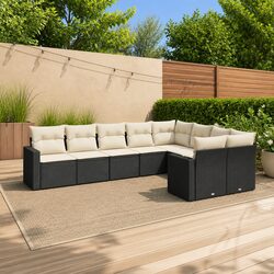 Reliable 9 Piece Outdoor Sofa Set in Black Rattan