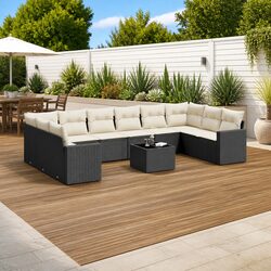 Reliable 11-Piece Black Outdoor Sofa Set with Storage