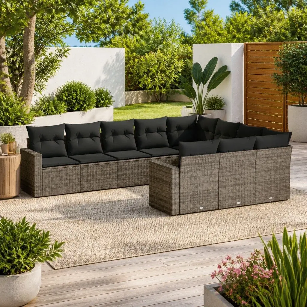 10-Piece Outdoor Sectional Sofa Set in Grey