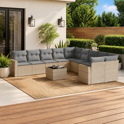Affordable Comfort: 11 Piece Beige Garden Sofa Set