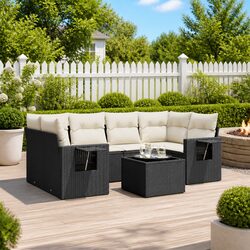7 Piece Outdoor Sofa Set with Cushions and Storage for Comfort
