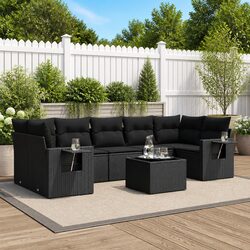 Value-Focused 8-Piece Black Rattan Garden Sofa Set