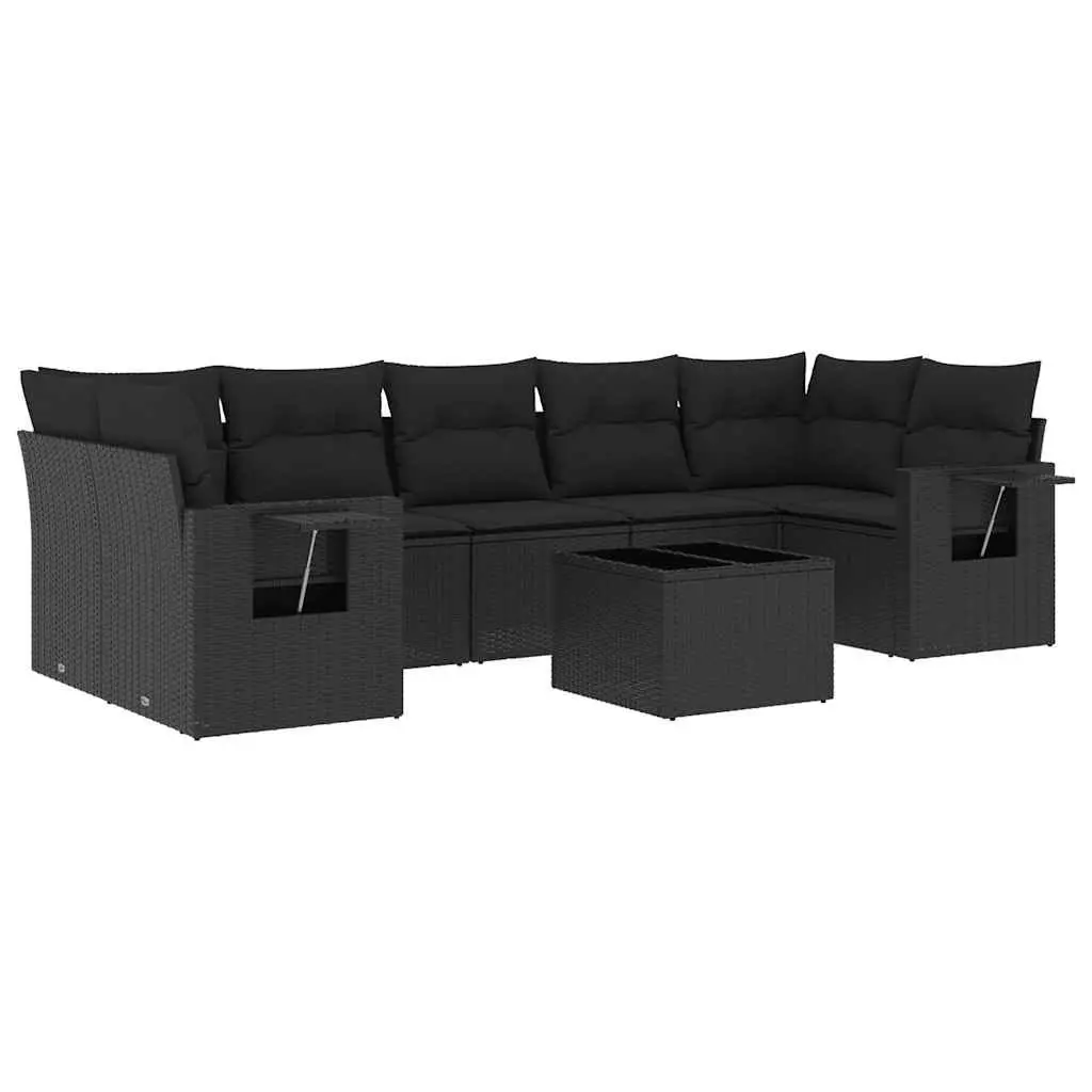 Garden Sofa Set 8 Piece Outdoor Furniture Patio Lounge Black Poly Rattan Modular