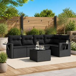 Comforting and Versatile 6 Piece Black Garden Sofa Set