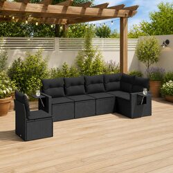 Comfortable and Reliable 6-Piece Black Rattan Sofa Set