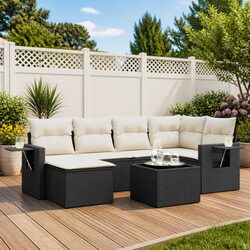 Comfortable 7 Piece Garden Sofa Set with Cushions