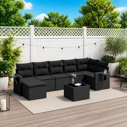 Comfortable 8 Piece Black Modular Garden Sofa Set